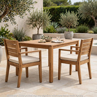 Outdoor Dining Chair Set of 2, Beige Polyester, Sandblast Natural Brown - BM355242