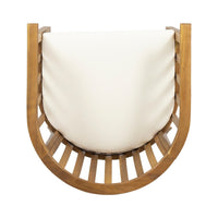 Outdoor Dining Chair Set of 2, Curved Back, Cream Polyester, Teak Brown-BM355244