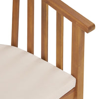 Outdoor Dining Chair Set of 2, Curved Back, Cream Polyester, Teak Brown-BM355244