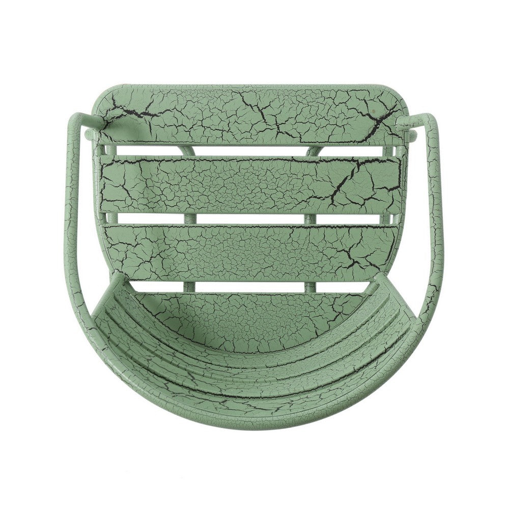 Monalisa Outdoor Bristo Set, Oval Table, Curved Chairs, Matte Green Iron-BM355245