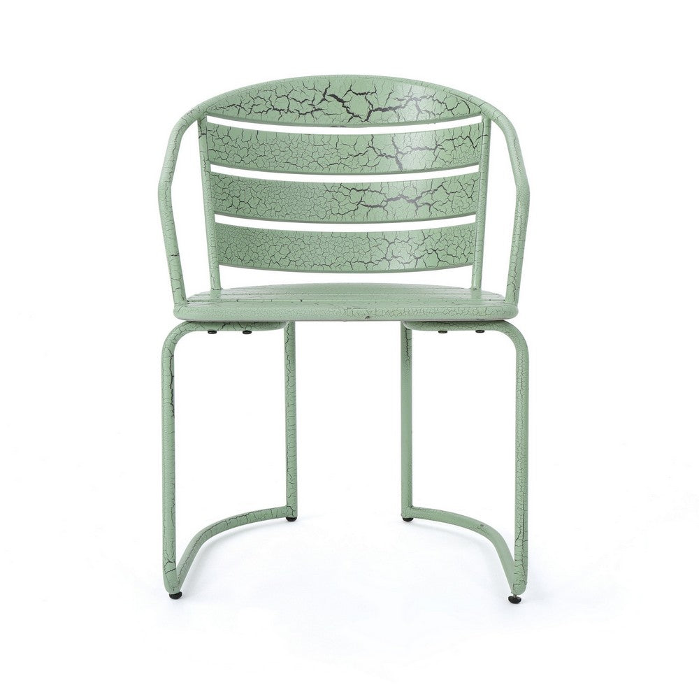 Monalisa Outdoor Bristo Set, Oval Table, Curved Chairs, Matte Green Iron-BM355245