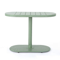 Monalisa Outdoor Bristo Set, Oval Table, Curved Chairs, Matte Green Iron-BM355245