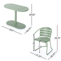 Monalisa Outdoor Bristo Set, Oval Table, Curved Chairs, Matte Green Iron-BM355245