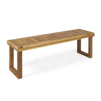 Mesco Outdoor Bench Set of 2, Slatted Seat, Sled Base, Natural Brown 60 Inch-BM355249