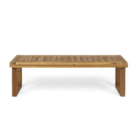 Mesco Outdoor Bench Set of 2, Slatted Seat, Sled Base, Natural Brown 60 Inch-BM355249
