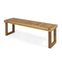 Mesco Outdoor Bench Set of 2, Slatted Seat, Sled Base, Natural Brown 60 Inch-BM355249