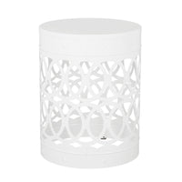 Reeta Outdoor End Table Set of 2, Cylindrical, Laser Cut, White Iron-BM355250