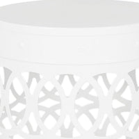 Reeta Outdoor End Table Set of 2, Cylindrical, Laser Cut, White Iron-BM355250