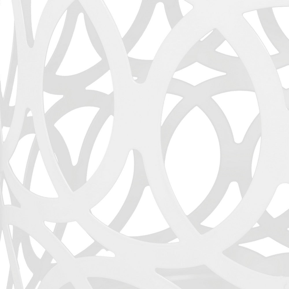 Reeta Outdoor End Table Set of 2, Cylindrical, Laser Cut, White Iron-BM355250