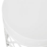 Reeta Outdoor End Table Set of 2, Cylindrical, Laser Cut, White Iron-BM355250