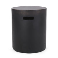 Outdoor Side End Table, Cylindrical, Cutout Handle, Copper Concrete 19 Inch-BM355251