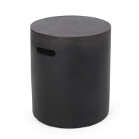 Outdoor Side End Table, Cylindrical, Cutout Handle, Copper Concrete 19 Inch-BM355251