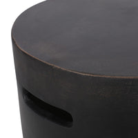 Outdoor Side End Table, Cylindrical, Cutout Handle, Copper Concrete 19 Inch-BM355251