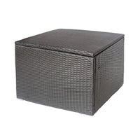 Sanie 100 Gallon Outdoor Wicker Storage Box, Metal Frame, Gray, 34 x 34 Square-BM355252