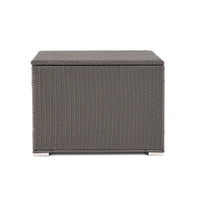 Sanie 100 Gallon Outdoor Wicker Storage Box, Metal Frame, Gray, 34 x 34 Square-BM355252
