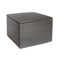 Sanie 100 Gallon Outdoor Wicker Storage Box, Metal Frame, Gray, 34 x 34 Square-BM355252
