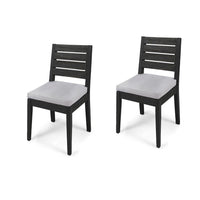 Outdoor Armless Dining Chair Set of 2, Water Resistant Cushions, Gray-BM355253
