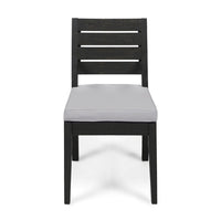 Outdoor Armless Dining Chair Set of 2, Water Resistant Cushions, Gray-BM355253