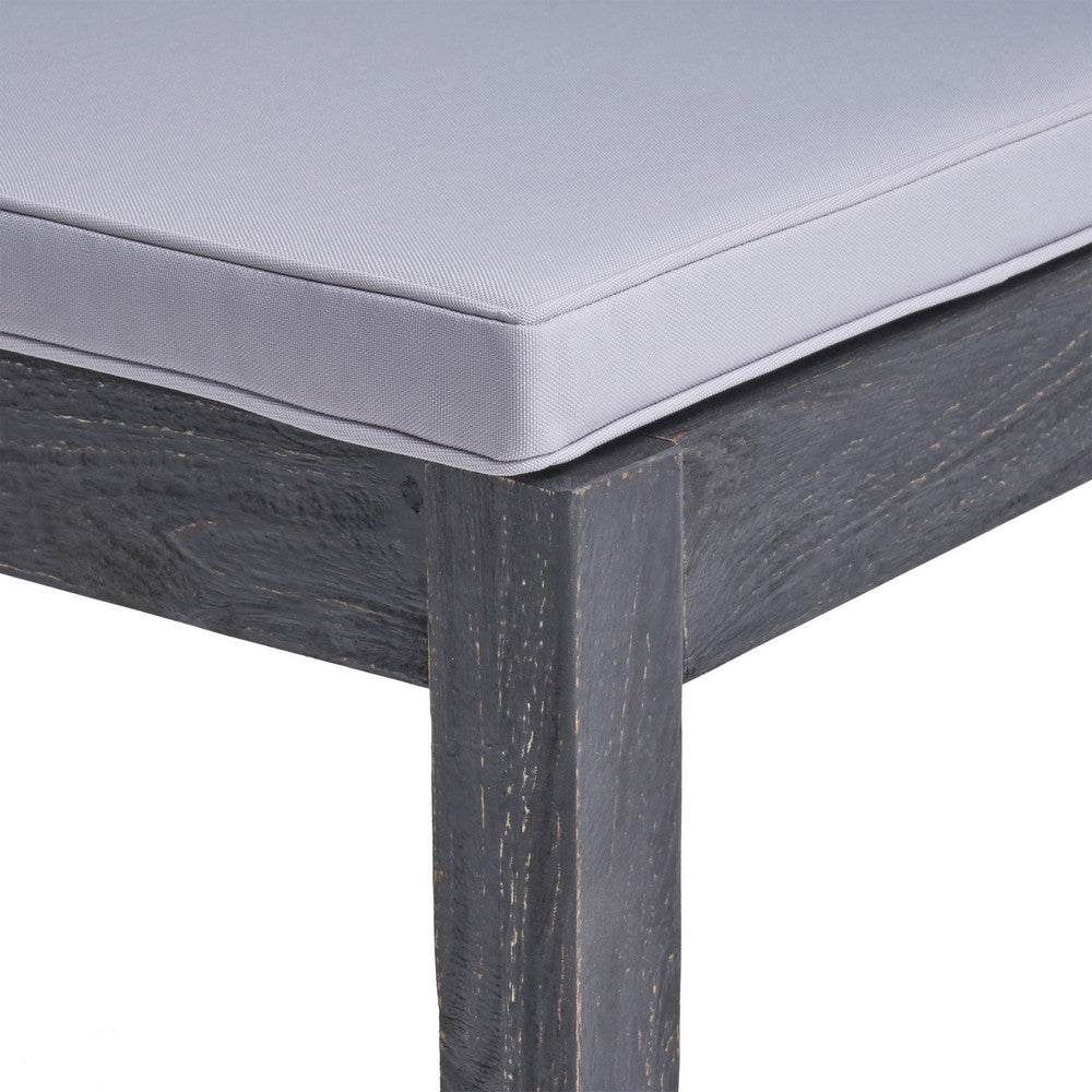 Outdoor Armless Dining Chair Set of 2, Water Resistant Cushions, Gray-BM355253