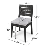 Outdoor Armless Dining Chair Set of 2, Water Resistant Cushions, Gray-BM355253