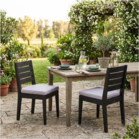 Outdoor Armless Dining Chair Set of 2, Water Resistant Cushions, Gray-BM355253