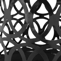 Outdoor End Table, Geometric Cutouts, Round Top, Black Iron, 18 Inch -BM355254