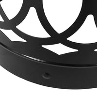 Outdoor End Table, Geometric Cutouts, Round Top, Black Iron, 18 Inch -BM355254