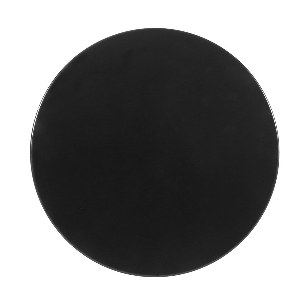 Outdoor End Table, Geometric Cutouts, Round Top, Black Iron, 18 Inch -BM355254