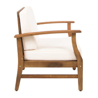 Hoye Outdoor Club Chair, Cream Cushions, Brown Acacia Wood  - BM355257