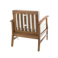 Hoye Outdoor Club Chair, Cream Cushions, Brown Acacia Wood  - BM355257