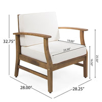 Hoye Outdoor Club Chair, Cream Cushions, Brown Acacia Wood  - BM355257