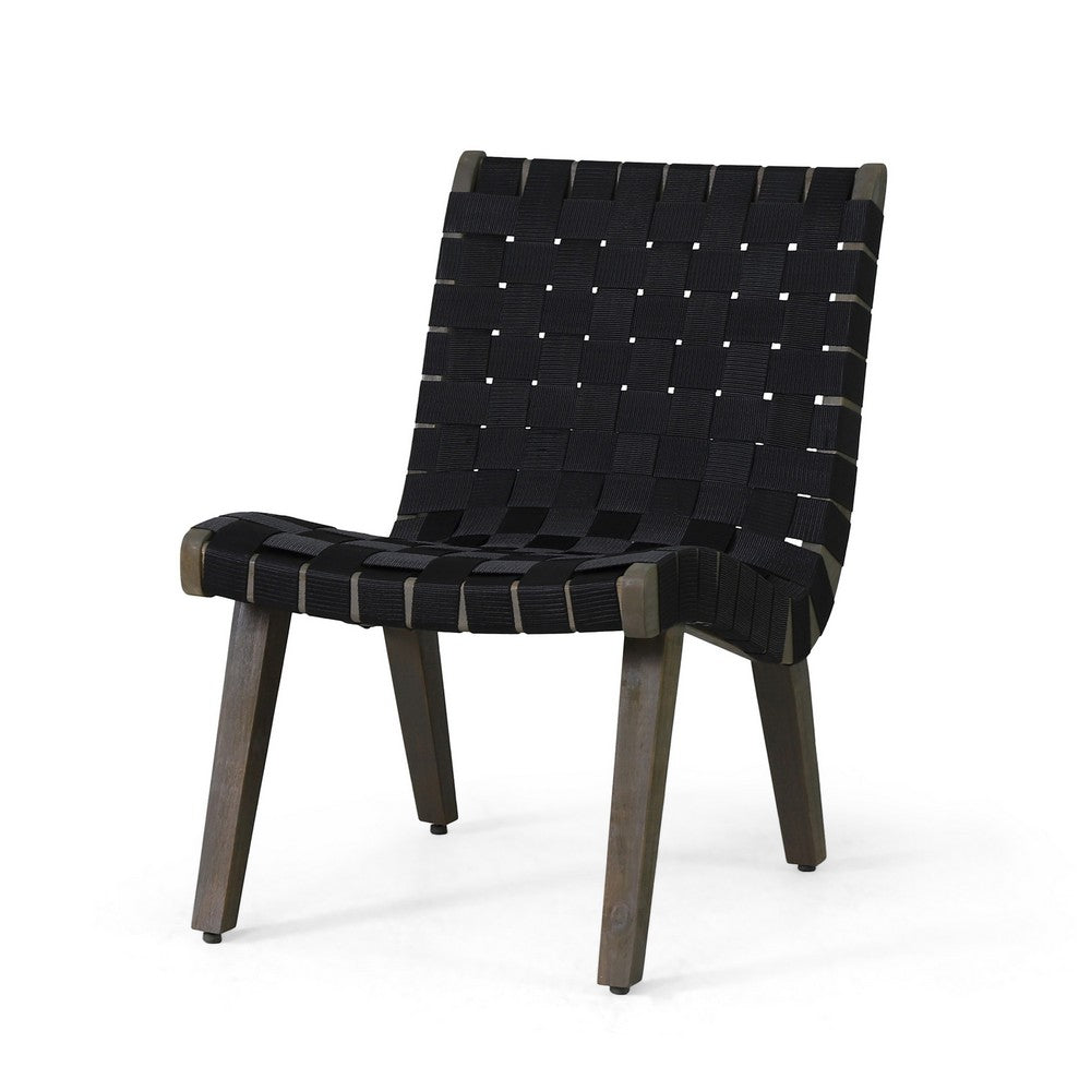 Chary Outdoor Lounge Chair, Rope Woven Seat and Back, Gray Wood - BM355258