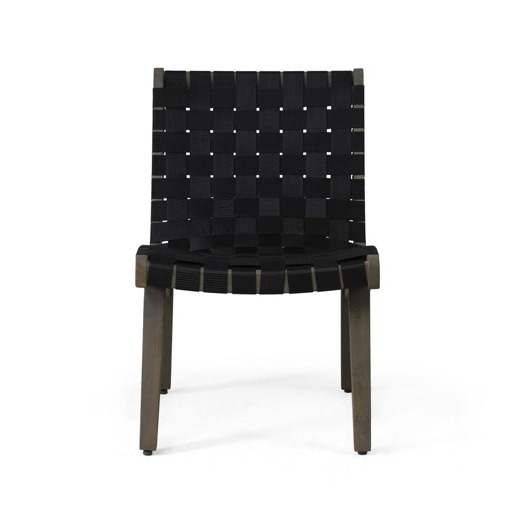 Chary Outdoor Lounge Chair, Rope Woven Seat and Back, Gray Wood - BM355258