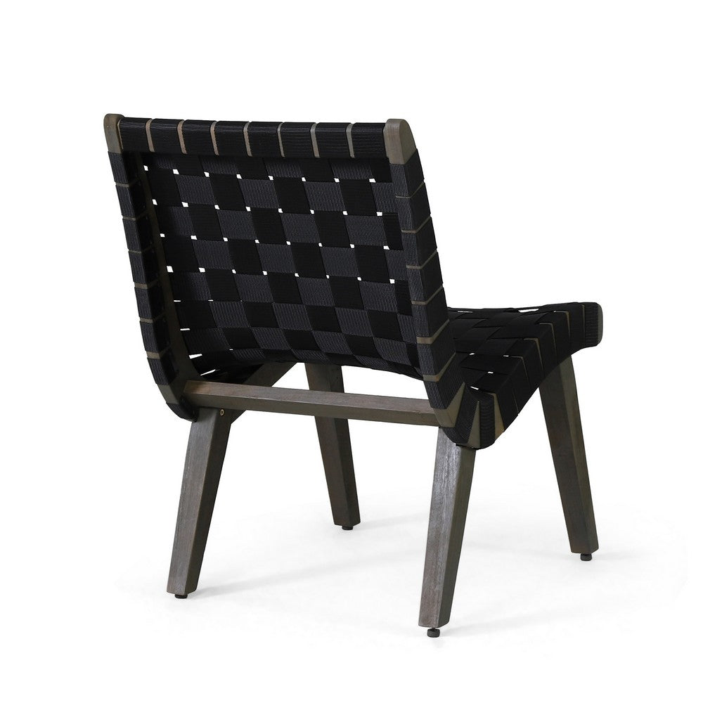 Chary Outdoor Lounge Chair, Rope Woven Seat and Back, Gray Wood - BM355258
