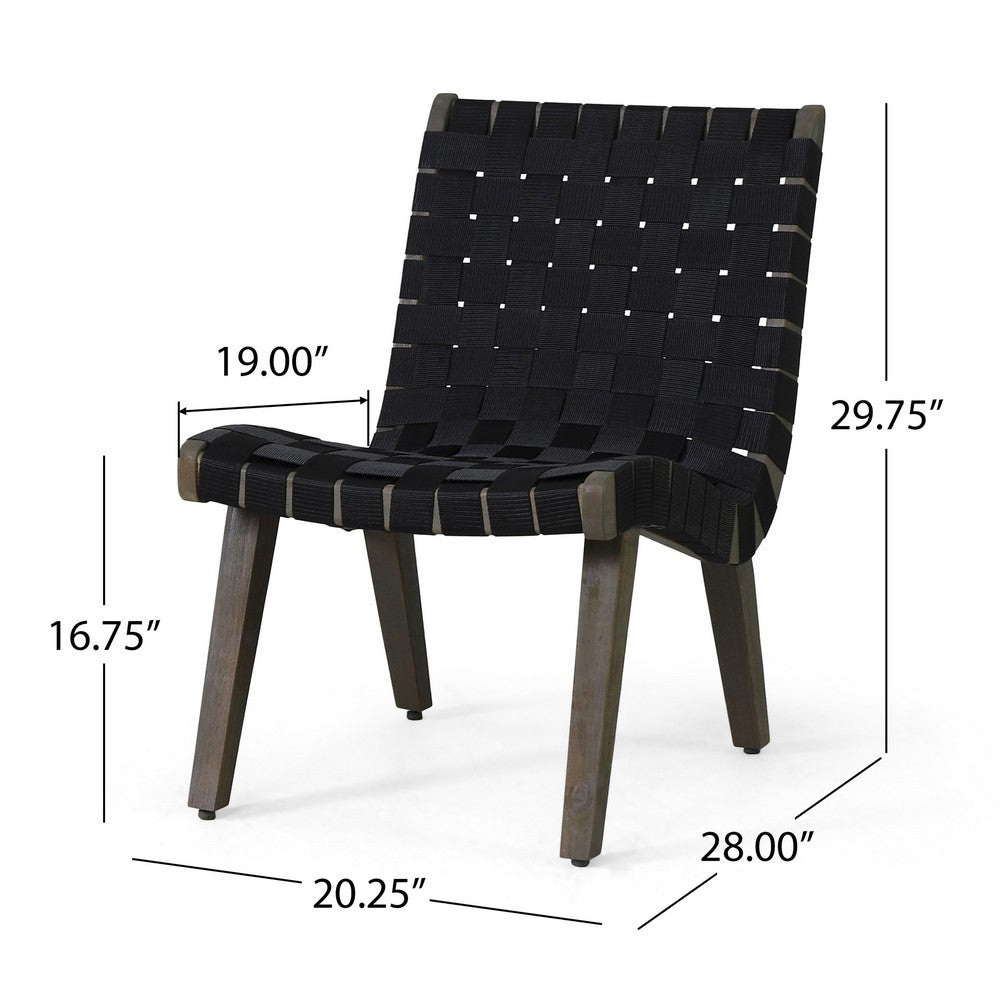 Chary Outdoor Lounge Chair, Rope Woven Seat and Back, Gray Wood - BM355258