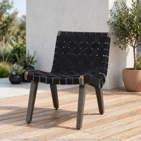 Chary Outdoor Lounge Chair, Rope Woven Seat and Back, Gray Wood - BM355258