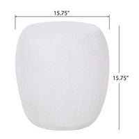 Outdoor Side End Table, Antique White Concrete, Braided Pattern, 16 Inch - BM355259