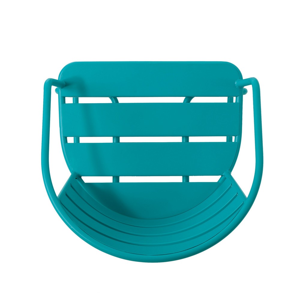 Monalisa 3pc Outdoor Bistro Table Set, Slatted Curved Back Chairs, Teal - BM355262