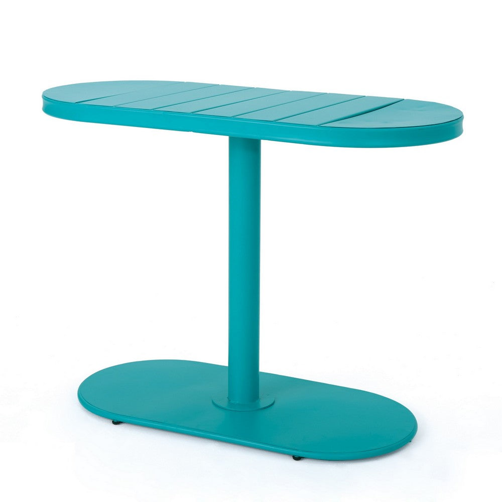 Monalisa 3pc Outdoor Bistro Table Set, Slatted Curved Back Chairs, Teal - BM355262