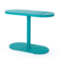 Monalisa 3pc Outdoor Bistro Table Set, Slatted Curved Back Chairs, Teal - BM355262