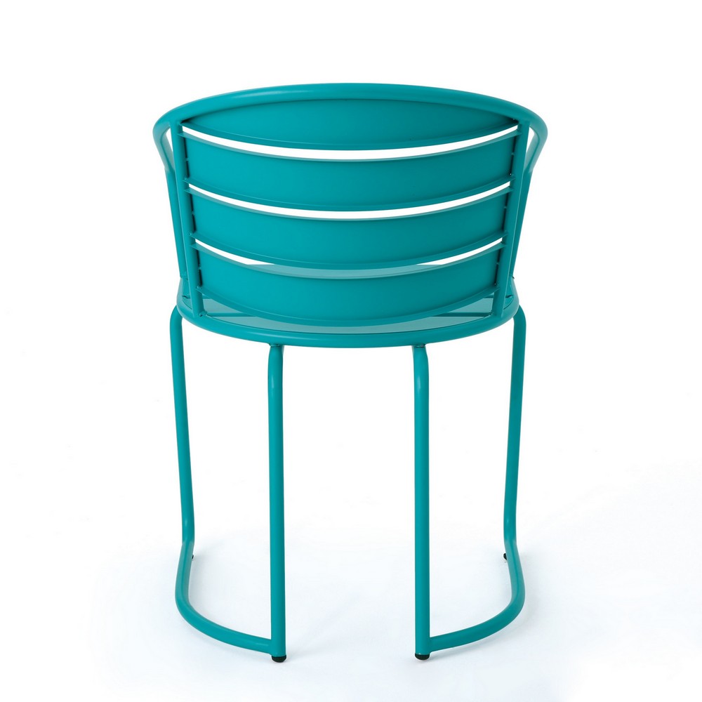 Monalisa 3pc Outdoor Bistro Table Set, Slatted Curved Back Chairs, Teal - BM355262