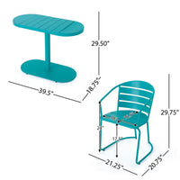 Monalisa 3pc Outdoor Bistro Table Set, Slatted Curved Back Chairs, Teal - BM355262