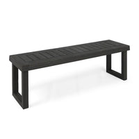 Outdoor Acacia Wood Dining Bench with Slatted Seat, Dark Gray, 60 Inch - BM355263
