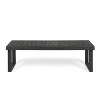 Outdoor Acacia Wood Dining Bench with Slatted Seat, Dark Gray, 60 Inch - BM355263