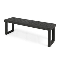 Outdoor Acacia Wood Dining Bench with Slatted Seat, Dark Gray, 60 Inch - BM355263