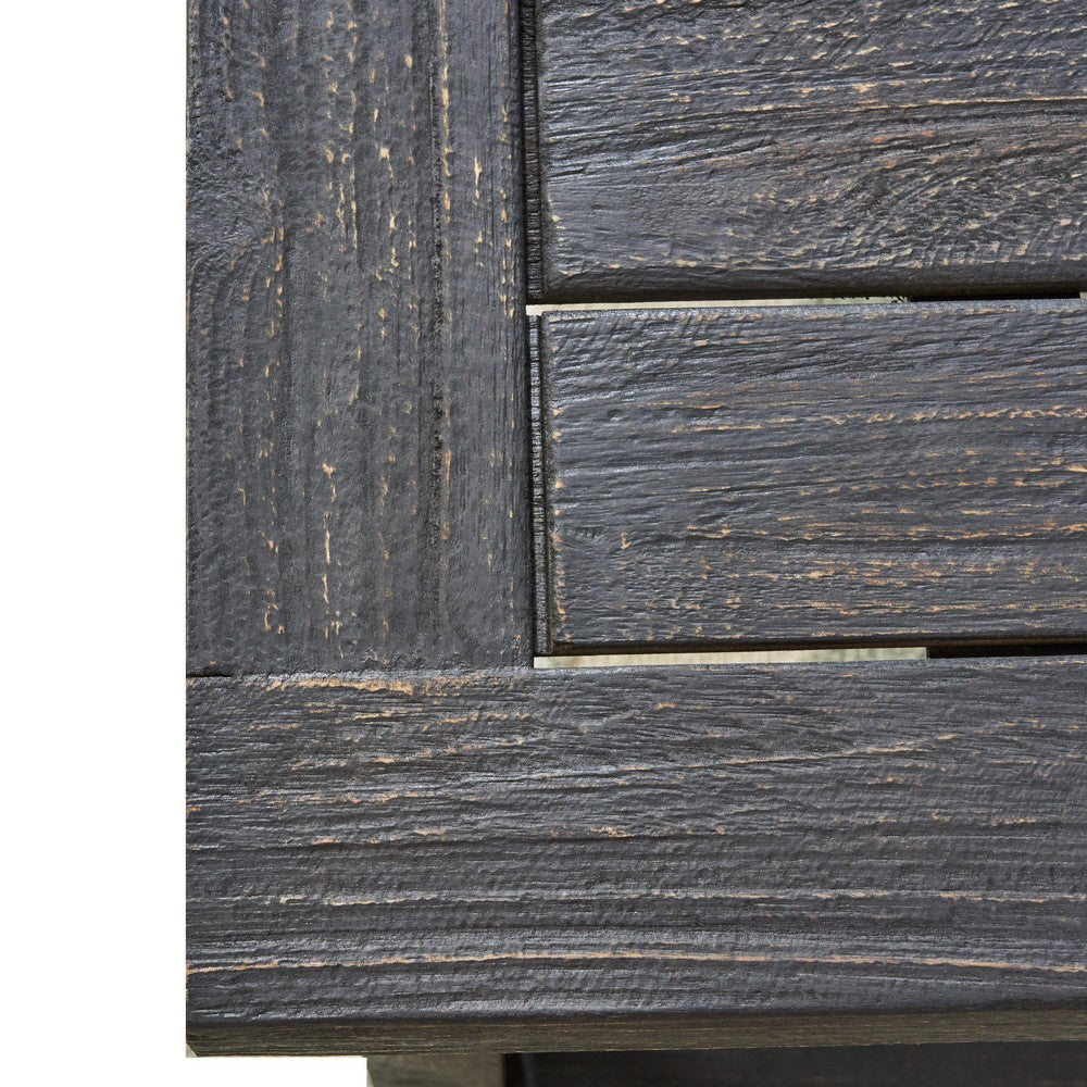 Outdoor Acacia Wood Dining Bench with Slatted Seat, Dark Gray, 60 Inch - BM355263