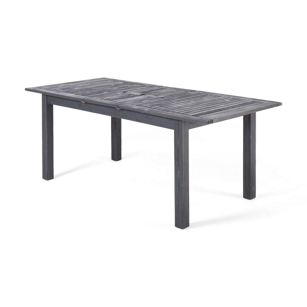 Outdoor Expandable Dining Table with Umbrella Hole, Dark Gray, 63-79 Inch - BM355264