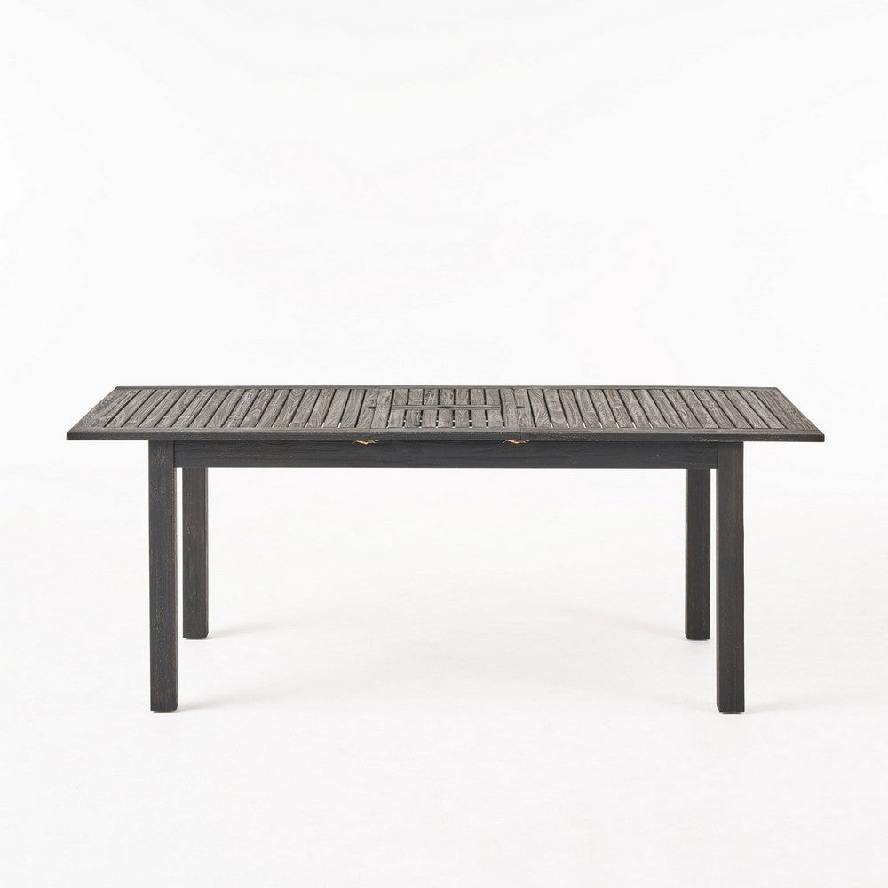 Outdoor Expandable Dining Table with Umbrella Hole, Dark Gray, 63-79 Inch - BM355264