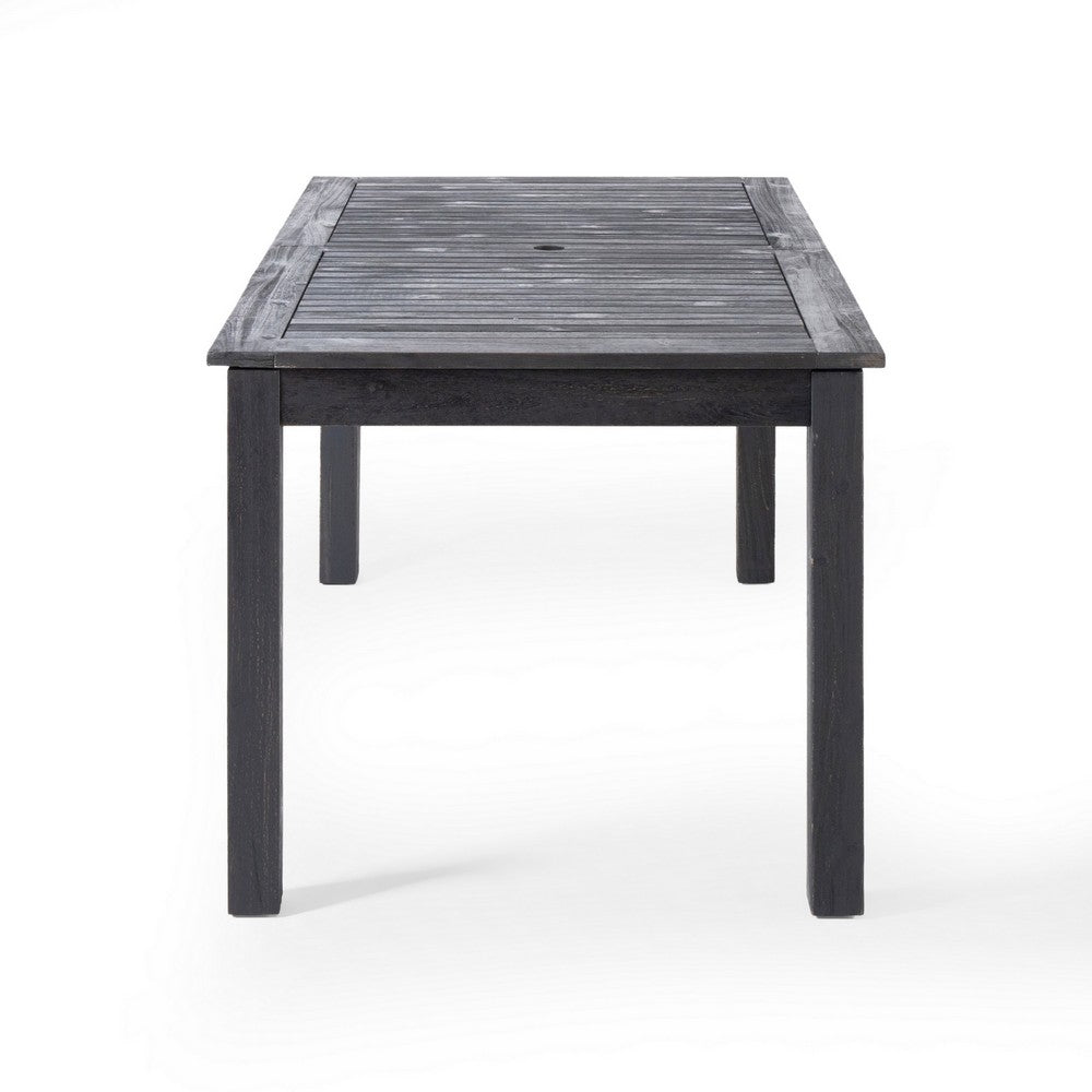 Outdoor Expandable Dining Table with Umbrella Hole, Dark Gray, 63-79 Inch - BM355264