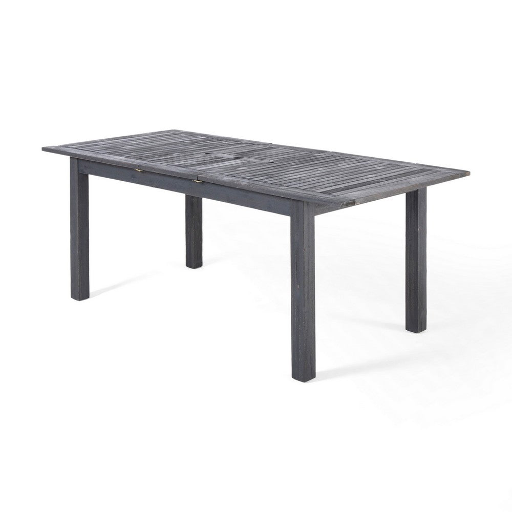 Outdoor Expandable Dining Table with Umbrella Hole, Dark Gray, 63-79 Inch - BM355264